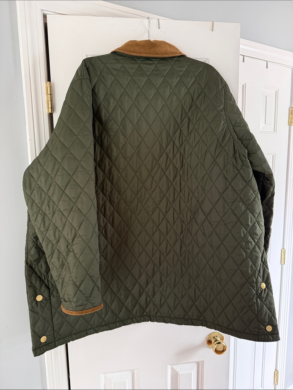 NWT Barbour Olive Quilted Jacket with Corduroy Collar - Picture 6 of 8